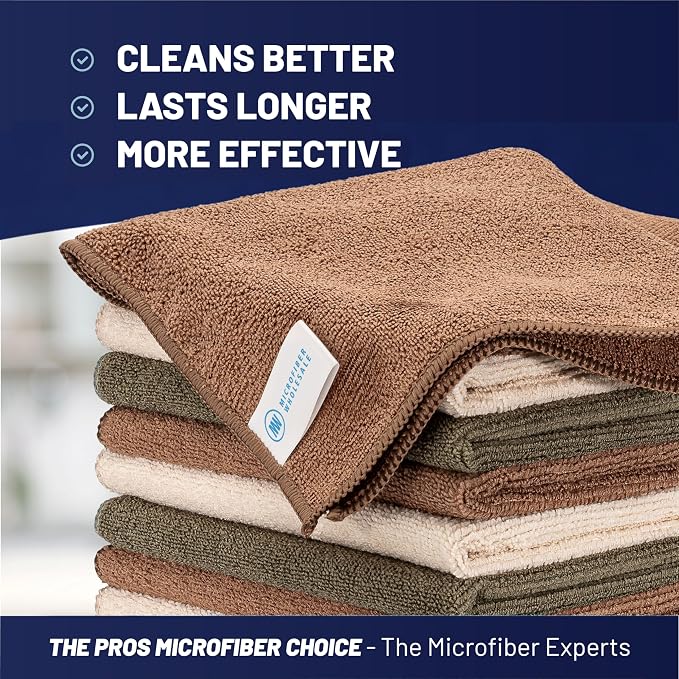 MW Pro Multi-Surface Microfiber Towel – Sand, Tan 12 Pack |16"x16" Premium - Image 2