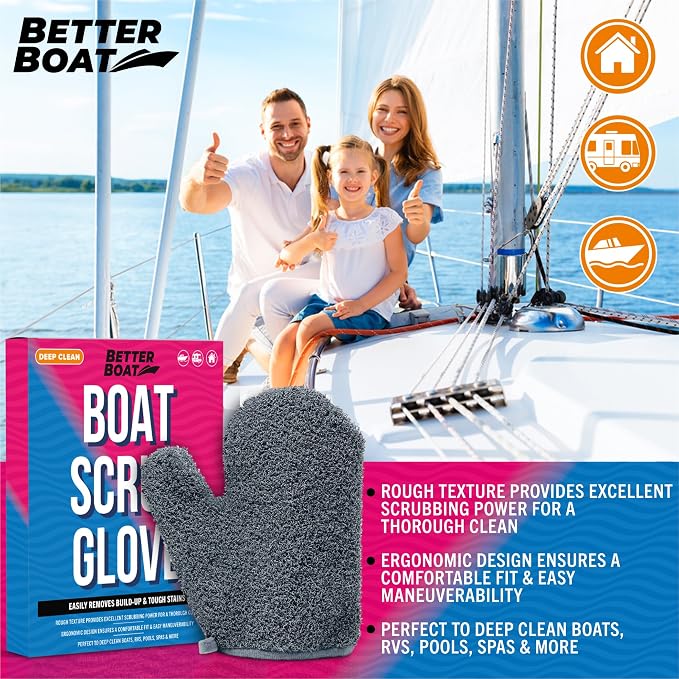 Boat Scrubbing Brush Glove, Heavy-Duty Deck and Hull Scrub Mitt - Image 5