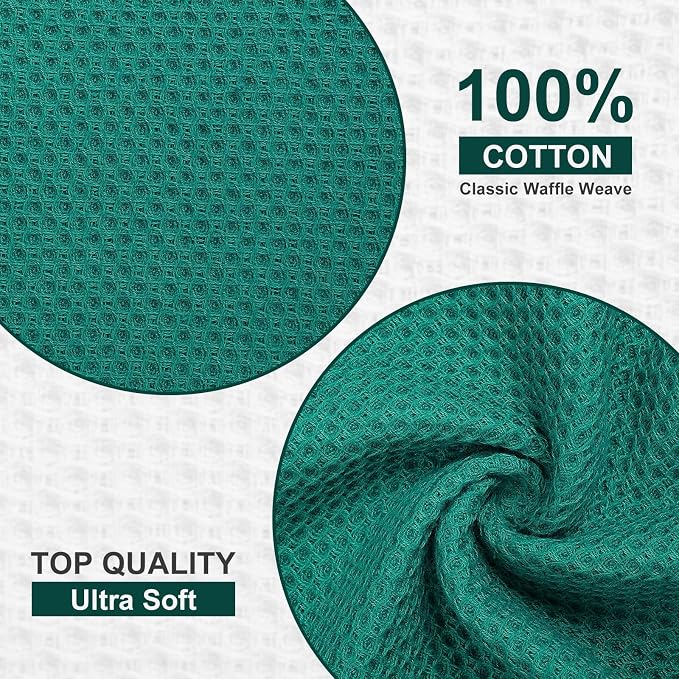 Kitinjoy 100% Cotton Kitchen Dish Cloths, 12 Pack Waffle Weave Ultra Soft - Image 2