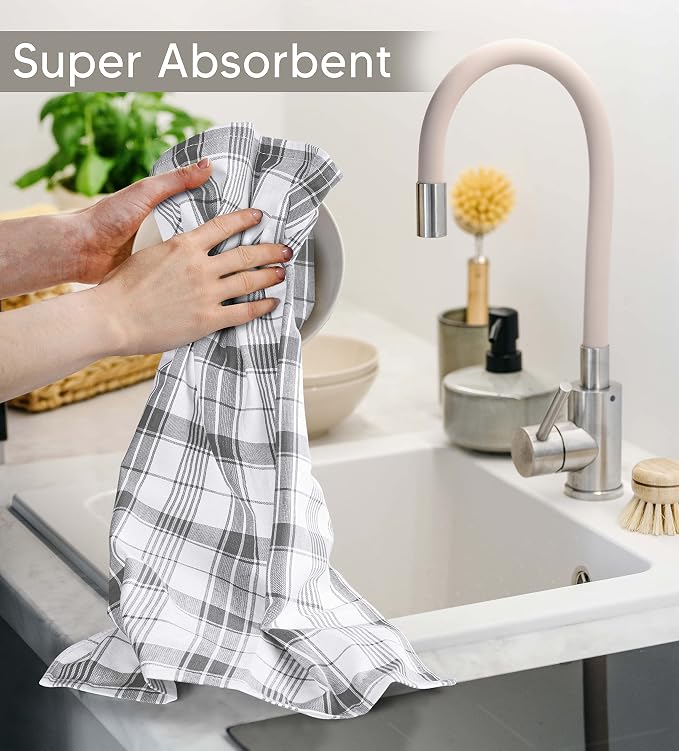 Utopia Towels Grey & White Dish Towels 100% Ring Spun Cotton Highly Absorbent & - Image 4