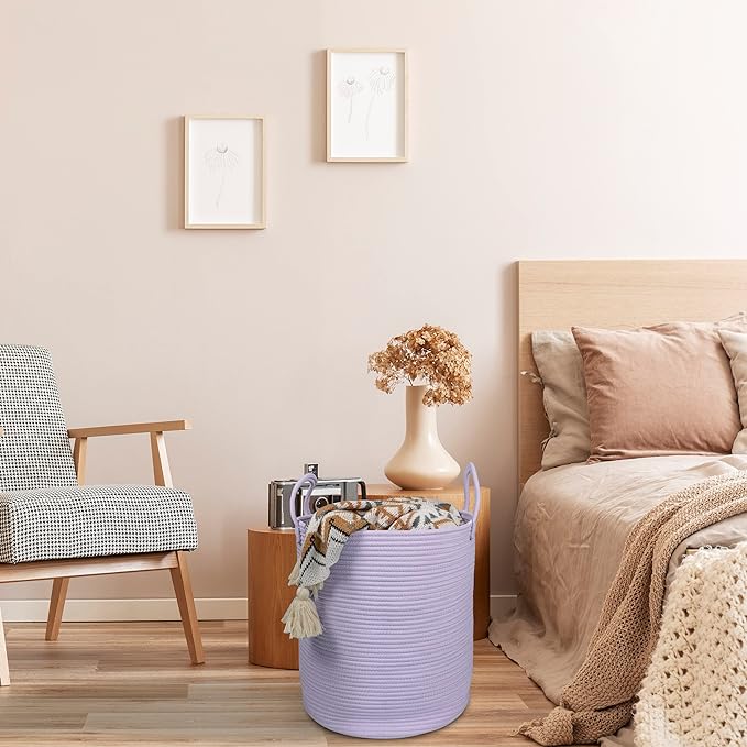 Rope Laundry Basket Hamper for Clothes Woven Storage Basket for Living Room - Image 5