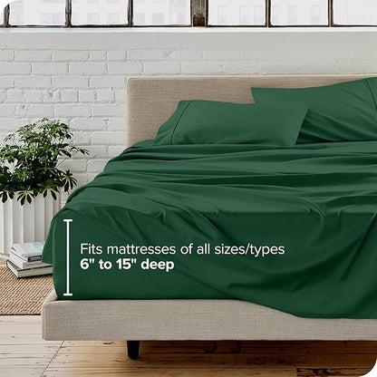 Bare Home King Sheet Set - Luxury 1800 Ultra-Soft Microfiber King Bed Sheets - Double Brushed - Deep Pockets - Easy Fit - 4 Piece Set - Bedding Sheets & Pillowcases (King, Forest Green)