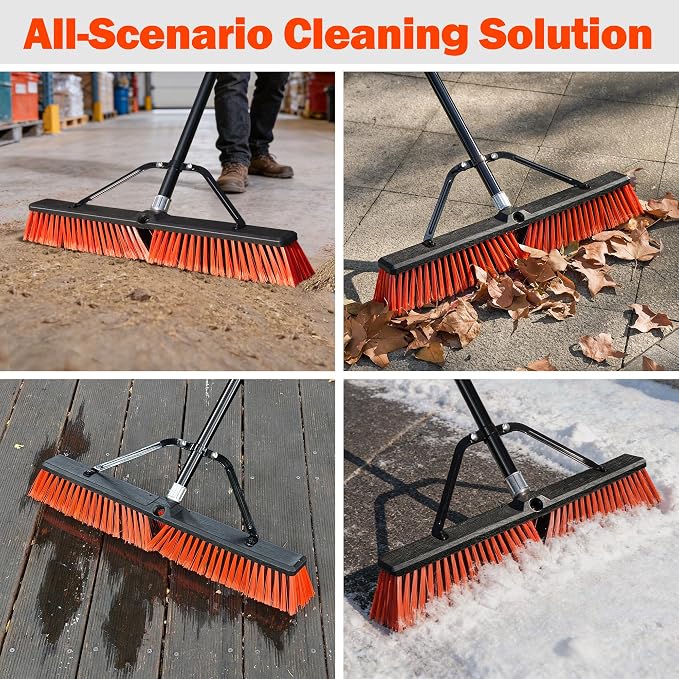 JEHONN 24” Wide Push Broom Outdoor Heavy Duty - Image 3