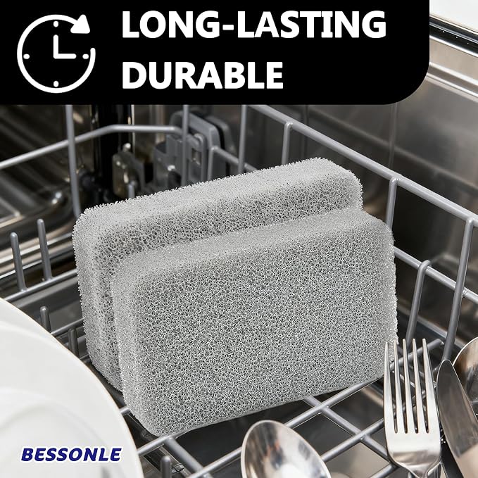 8 Pack Silicone Scrubbing Sponges, Heavy-Duty, Non-Scratch Kitchen Sponges - Image 7