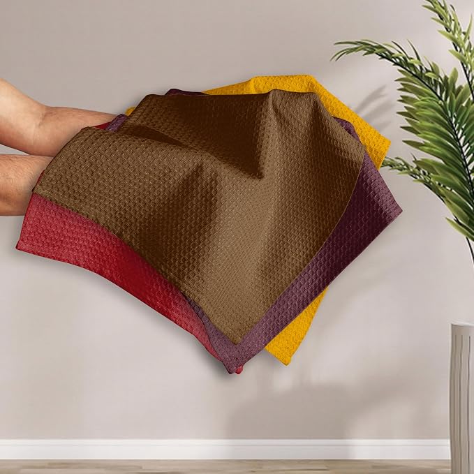 Multicolor Waffle Kitchen Towels, Quick Drying, 100% Cotton, Drying Dishes - Image 6