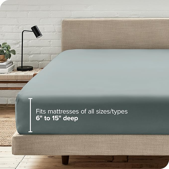 Bare Home Fitted Bottom Sheet Twin Extra Long Size - Premium 1800 Microfiber - Ultra-Soft Hotel Luxury - Deep Pocket - Durable and Long Lasting (Twin, Sea Spray)