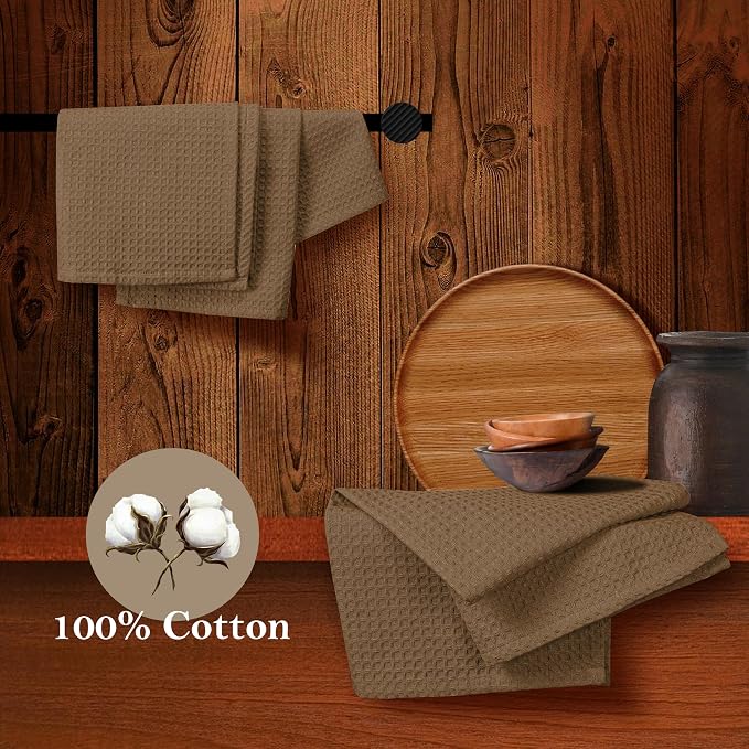 Brown Waffle Dishcloths, 12x12 Inch, Quick Drying, 100% Cotton, Machine Washable - Image 5