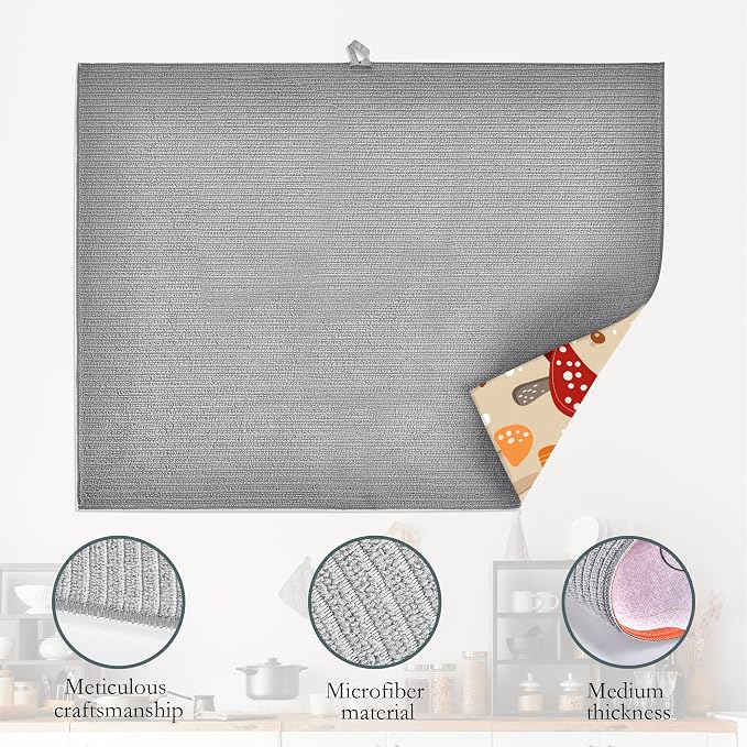 Funny Mushrooms Dish Drying Rack Mats Decor - Image 4