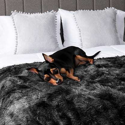PetAmi Waterproof Dog Blanket for Medium Large Dogs, Calming Fleece Cat Blanket, Couch Protector Washable Sherpa Faux Fur Pet Throw for Puppy, Soft Reversible Leakproof 40x60 Tie-Dye Black