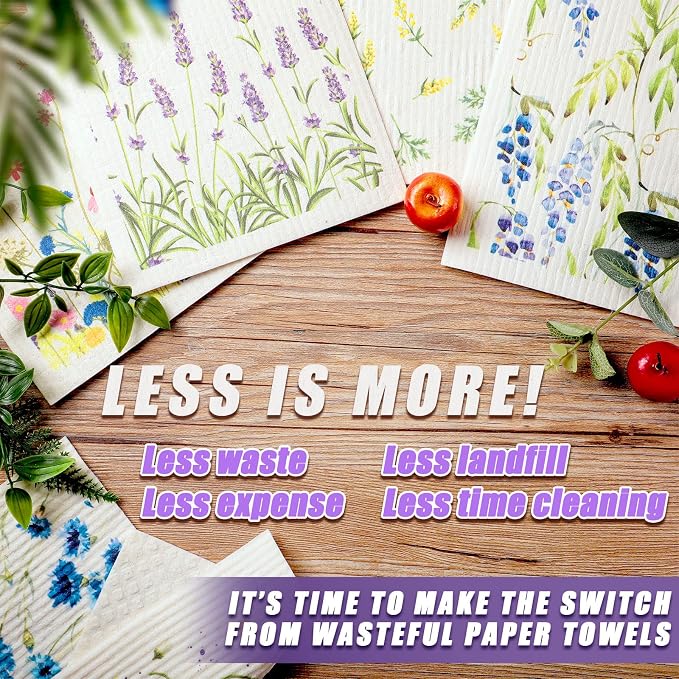 12 Pcs Swedish Kitchen Dish Towels Kitchen Cloths Reusable Sponge Cleaning - Image 4