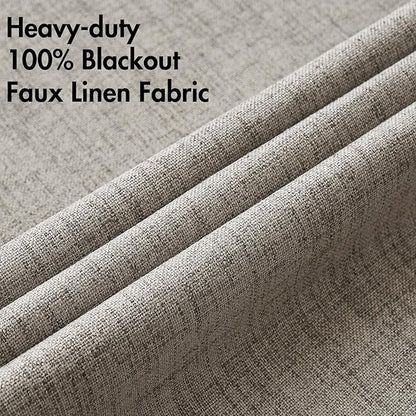 MIULEE Linen Texture Curtains for Bedroom Solid 100% Blackout Thermal Insulated Linen Curtains Grommet Room Darkening Curtains/Draperies for Living Room Nursery 52x96 Inch (2 Panels)