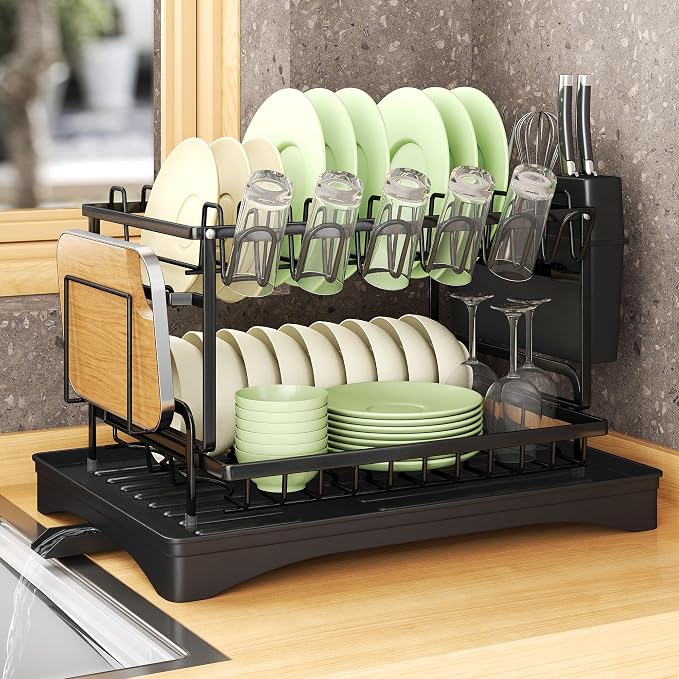 Dish Drying Rack-Dish Rack for Kitchen Counter, 2-Tier Kitchen Organizers and by Storvive