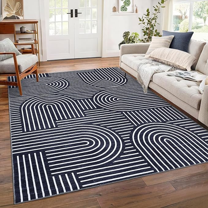 Washable Rug 8x10 Area Rugs for Living Room, Abstract Rug for Bedroom, Soft by ROYHOME