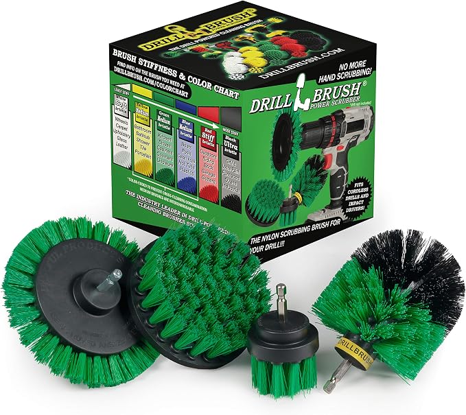 Drillbrush Green – Drill Power Kitchen Scrub Brush Kit – Oven Cleaning by Drillbrush