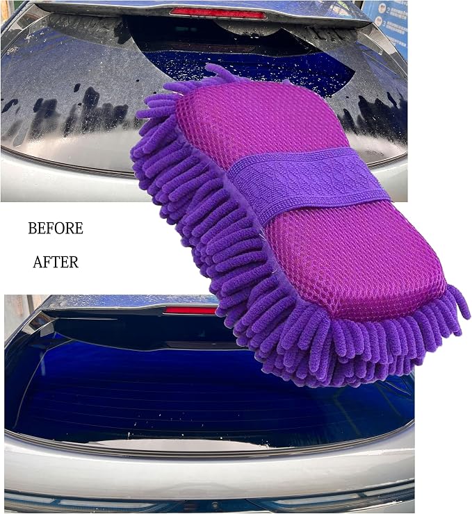 Microfiber Car Wash Sponge-Non-Scratch Wash Mitt-Two Sided Chenille Microfiber - Image 7