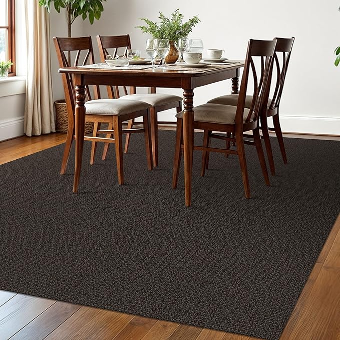 EARTHALL Washable Area Rugs 6x9 Ft Non Slip Living Room Rugs Cotton Rubber Backed Dining Room Rug Braided Bedroom Rugs Indoor Outdoor Floor Carpet for Living Room, Bedroom, Dining Room, Taupe/Coffee