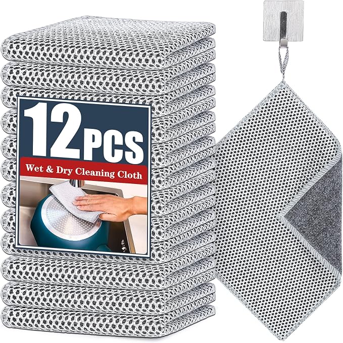 Navona 12 Pcs New Upgrade Steel Wire Dishcloth, Dry and Wet Dual-Use Steel Wire by Welcometobuy%EF%BC%81