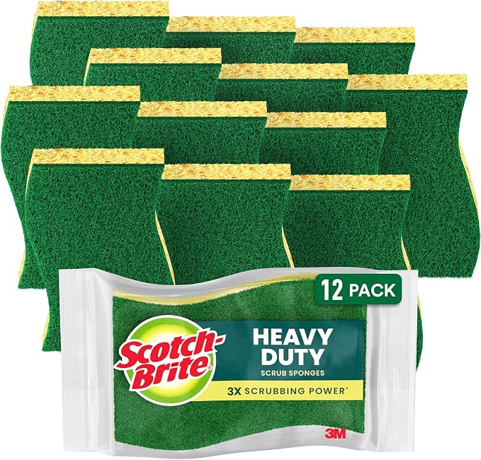 Scotch-Brite Heavy Duty Scrub Sponge, 12 Kitchen Sponges, Designed by Scotch-Brite