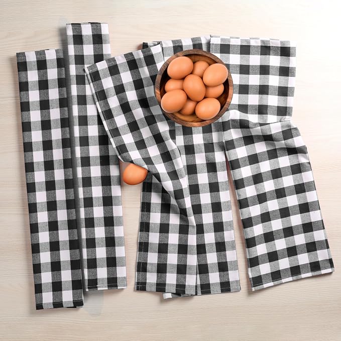 Black Gingham Kitchen Towels, 18x26 Inches, Quick Drying, 100% Cotton, Washable - Image 6