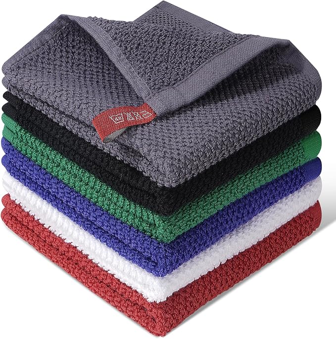 100% Cotton Waffle Weave Kitchen Dish Cloths, 6 Colors by ZHAYAO
