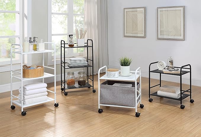 SunnyPoint 2-Tier Metal Rolling Utility Cart – Mobile Storage Shelf - Image 6