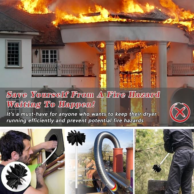 Chimney Sweep Kit Chimney Brush Kit Chimney Cleaning Kit, 16FT Dryer Vent - Image 8