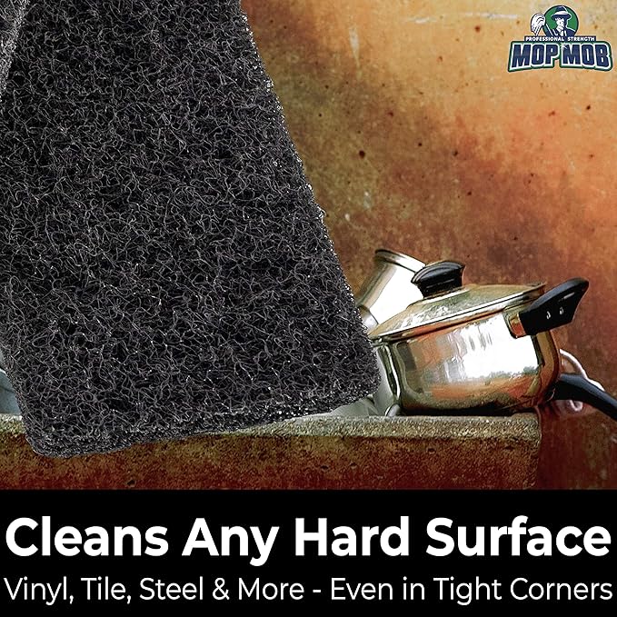 Heavy Duty XL Black Scouring Pad 5 Pack. 10 x 4.5in Large Multipurpose Nylon - Image 5