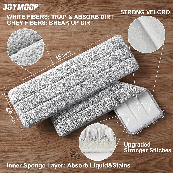 JOYMOOP Flat Mop Pads, Microfiber Mop Cleaning Pads, Washable Pads, Pads - Image 3