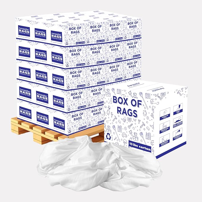 Recycled White Sheeting Cleaning Rags – Lint Free White Cotton Cloths by SupremePlus