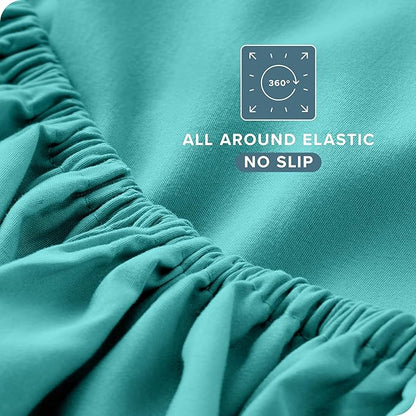 Bare Home Full XL Sheet Set - Luxury 1800 Ultra-Soft Microfiber Full Extra Long Bed Sheets - Double Brushed - Deep Pockets - Easy Fit - 4 Piece Set - Bedding Sheets & Pillowcases (Full XL, Turquoise)