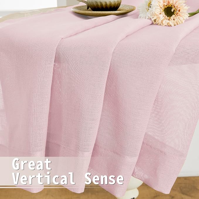 Tollpiz Sheer Door Curtain Closet Linen Textured Curtain Sheers Doorway Light - Image 6