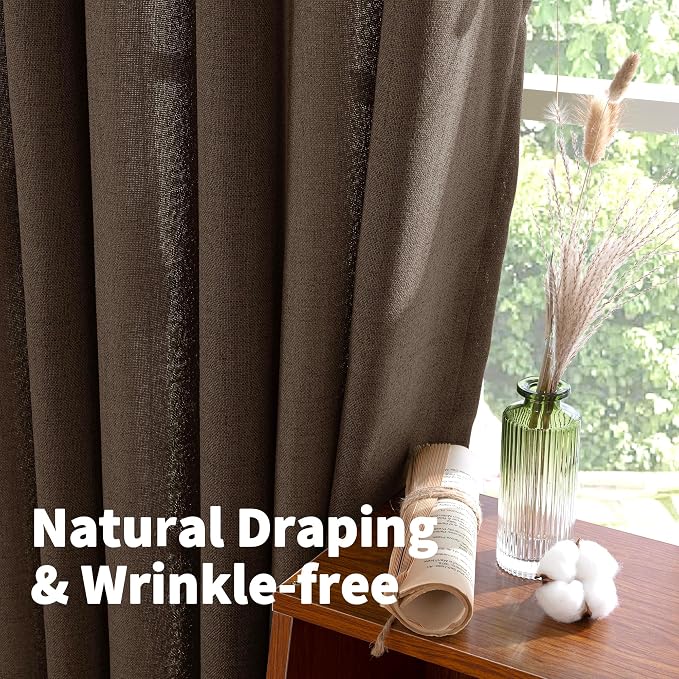 YoungsTex Brown Linen Cafe Curtains 36 Inches Long - Image 6