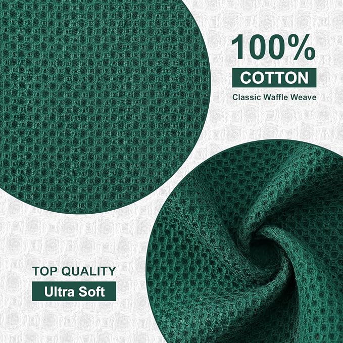 Kitinjoy 100% Cotton Kitchen Dish Cloths, 6 Pack Waffle Weave Ultra Soft - Image 2