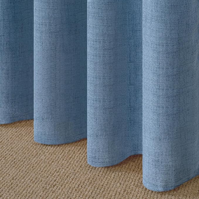 YoungsTex Denim Blue Linen Curtains 48 Inch Length - Image 9