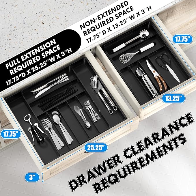 Simple Houseware Expandable Kitchen Drawer Flatware Organizer - Image 2
