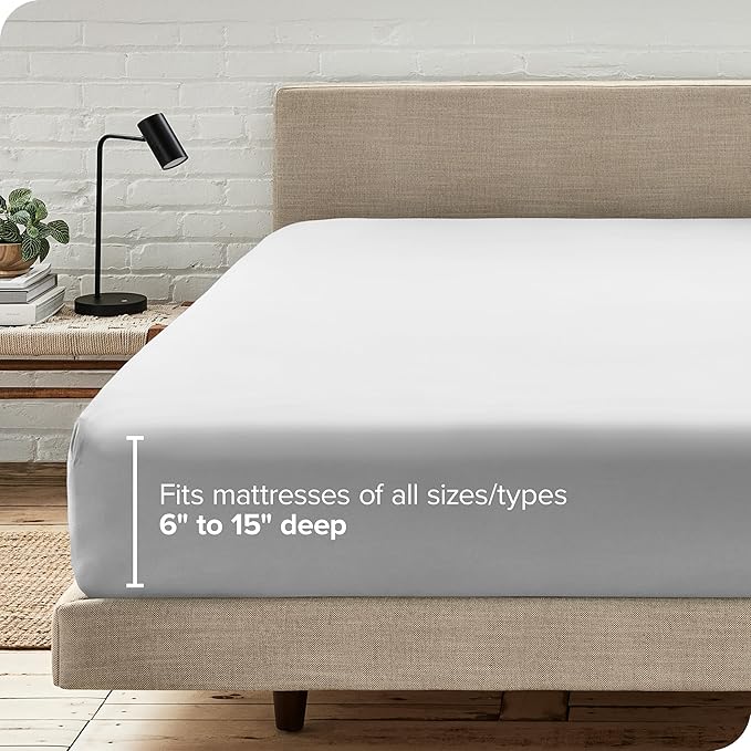 Bare Home Fitted Bottom Sheet California King Size - Premium 1800 Microfiber - Ultra-Soft Hotel Luxury - Deep Pocket - Durable and Long Lasting - Cal Fitted Sheet (California King, Cloud Grey)