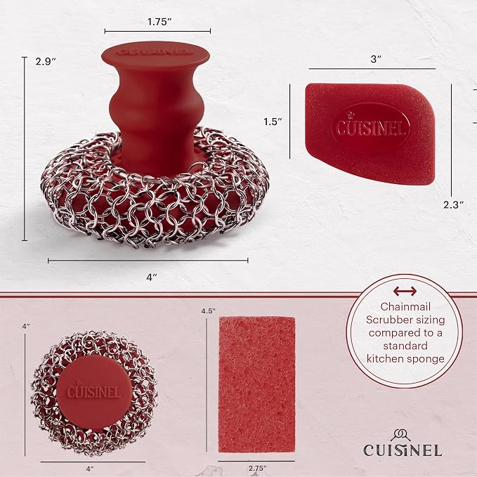 Cuisinel Cast Iron Chainmail Scrubber + Pan Scraper - Image 4
