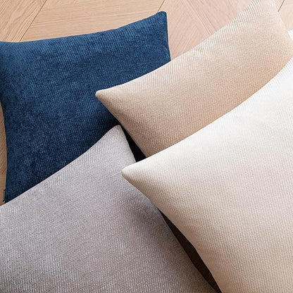 a moment Pack of 2 Decorative Chenille Throw Pillow Covers with Twill Cushion Covers for Sofa Living Room Couch Bed 22x22 Inch Blue