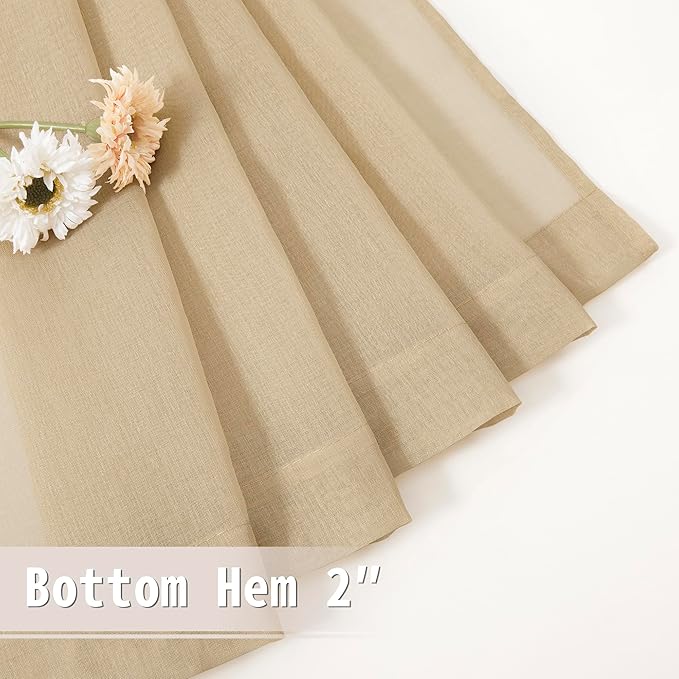 Tollpiz Sheer Door Curtain Closet Linen Textured Curtains Sheer Doorway Light - Image 7