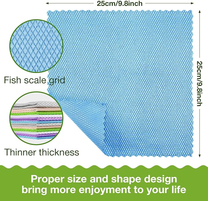 9 Pieces Fish Scale Cloth Microfiber Cleaning Nanoscale Glass Cleaning Cloth - Image 2