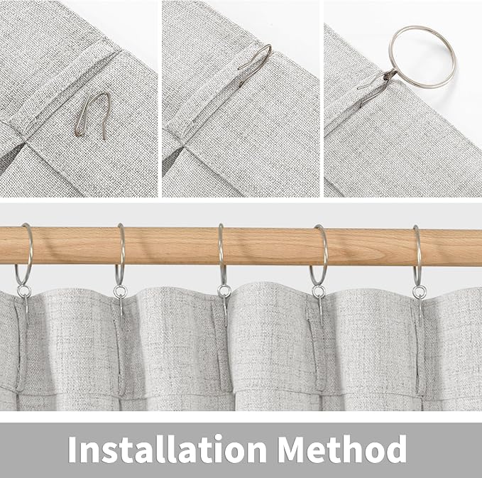 YoungsTex Linen Semi Sheer Curtains 90 Inch Length 2 Panels, Light Grey Light - Image 7