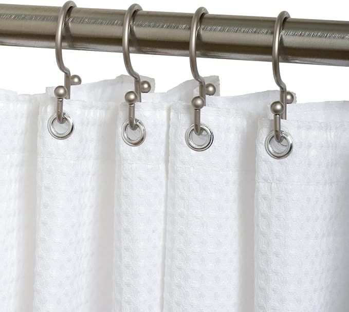 Zenna Home NeverRust Rustproof Aluminum Double Shower Curtain Hooks, Decorative - Image 2