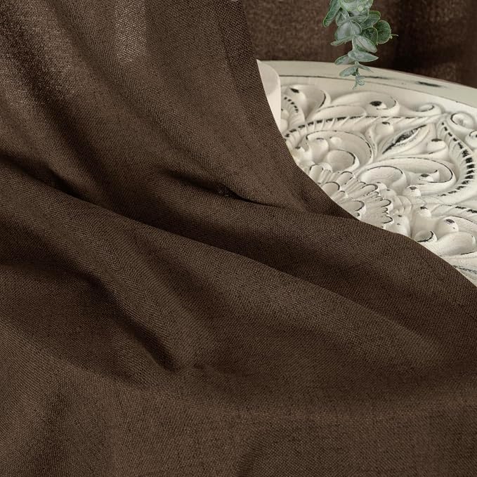 YoungsTex Brown Linen Curtains for Living Room 72 Inches Long, Semi Sheer - Image 7