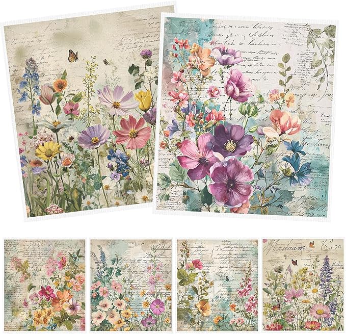 Floral Swedish Dishcloths for Kitchen, Reusable Absorbent Cellulose Sponge Dish by InIsaJace