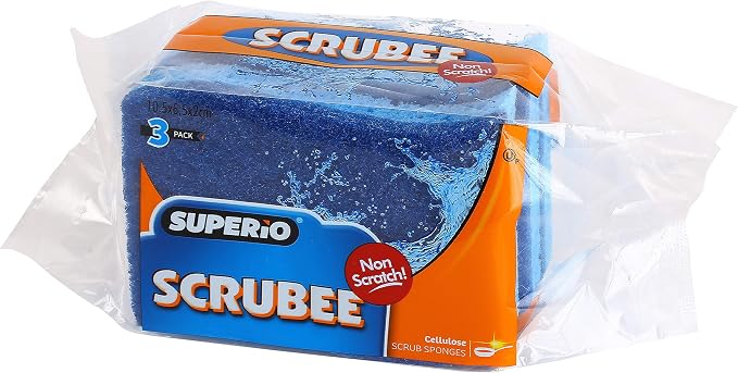 Superio Non-Scratch Cellulose Sponge Scrub Heavy Duty Kitchen Sponges Scrubbers - Image 6