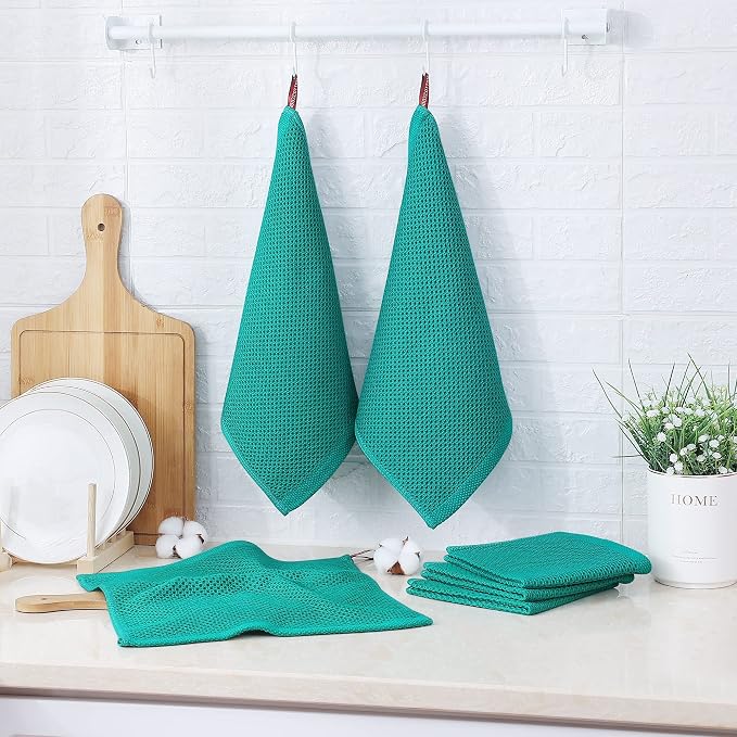 Kitinjoy 100% Cotton Kitchen Dish Cloths, 12 Pack Waffle Weave Ultra Soft - Image 6