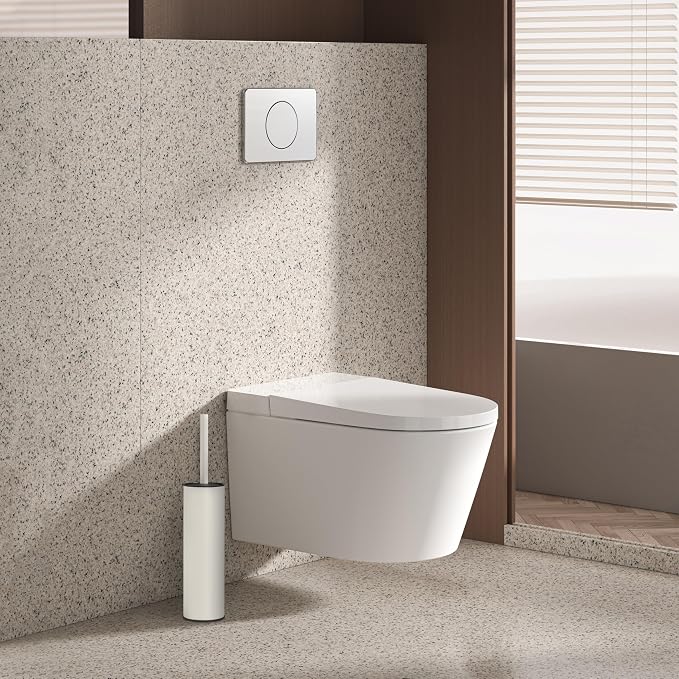 BGL White Toilet Brush and Holder, Stainless Steel Toilet Brushes - Image 5