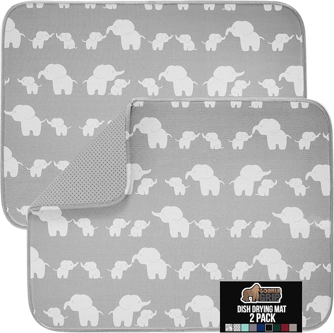 GORILLA GRIP Ultra Water Absorbent Microfiber Dish Drying Mat, Quick Dry Mesh by GorillaGrip