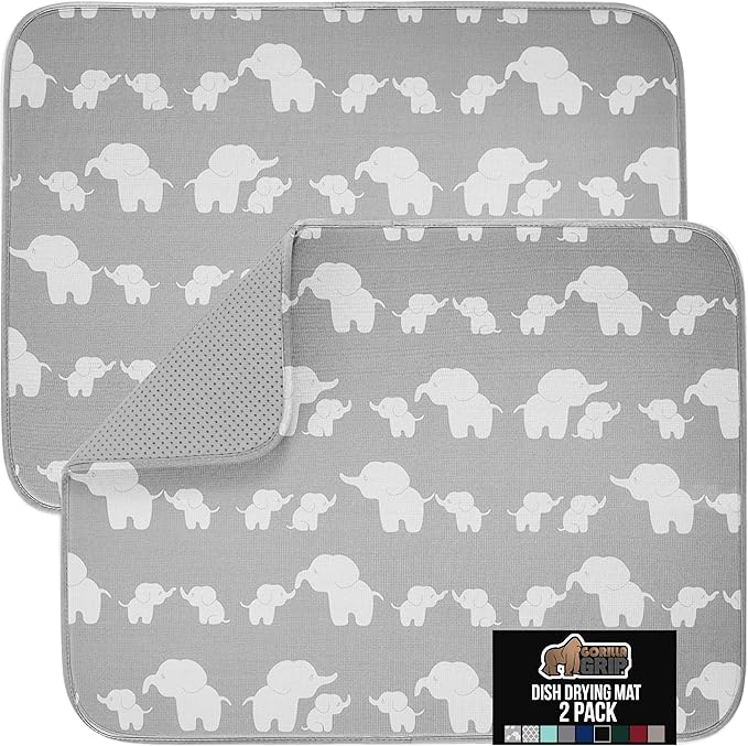 GORILLA GRIP Ultra Water Absorbent Microfiber Dish Drying Mat, Quick Dry Mesh by GorillaGrip
