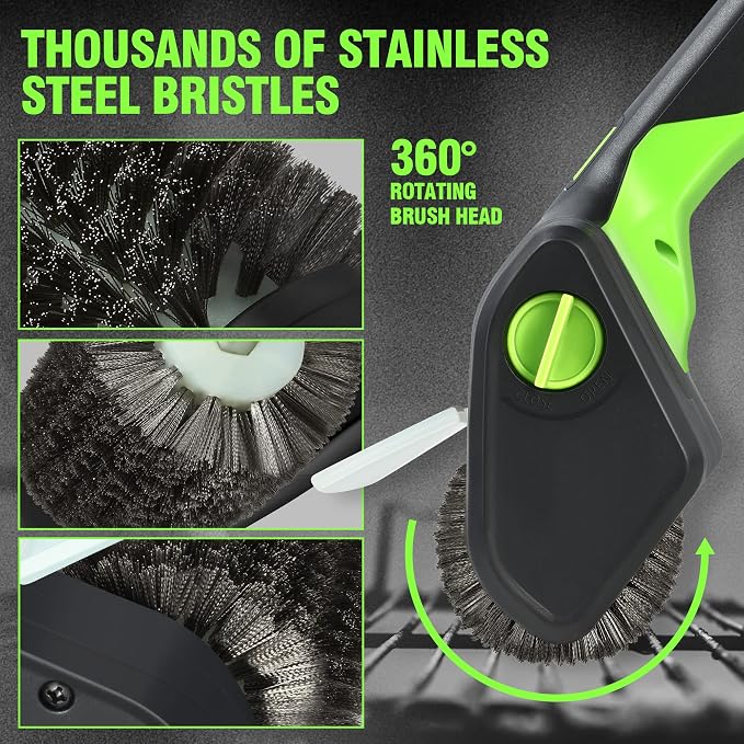 DNA Motoring TOOLS-00219 Cordless Electric Grill Cleaning Scrub Brush - Image 5